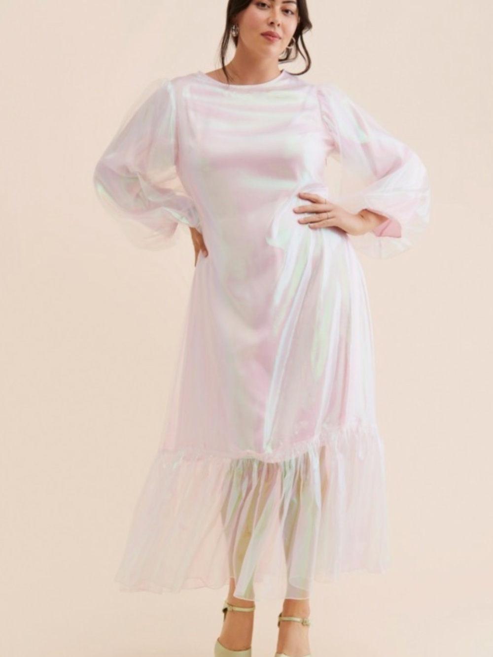 Pinnacle By Shruti Sancheti Anthropologie Pink Metallic Organza Maxi